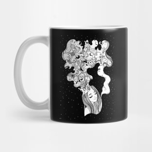 Dreaming girl black and white illustration by shoosh Mug